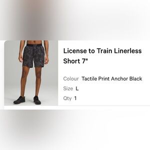 Lululemon Men’s License to Train Linerless Short 7"